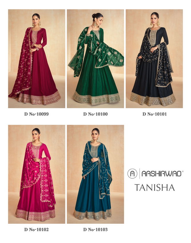 Tanisha By Aashirwad Premium Silk Gown With Dupatta Wholesale Market  In Surat
